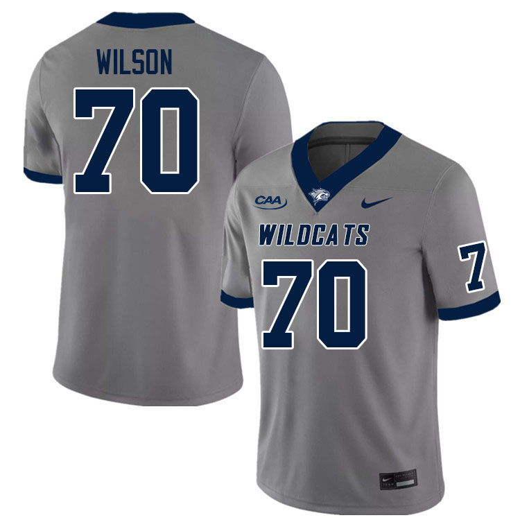 New Hampshire Wildcats #70 Jack Wilson College Football Jerseys Stitched Sale-Grey